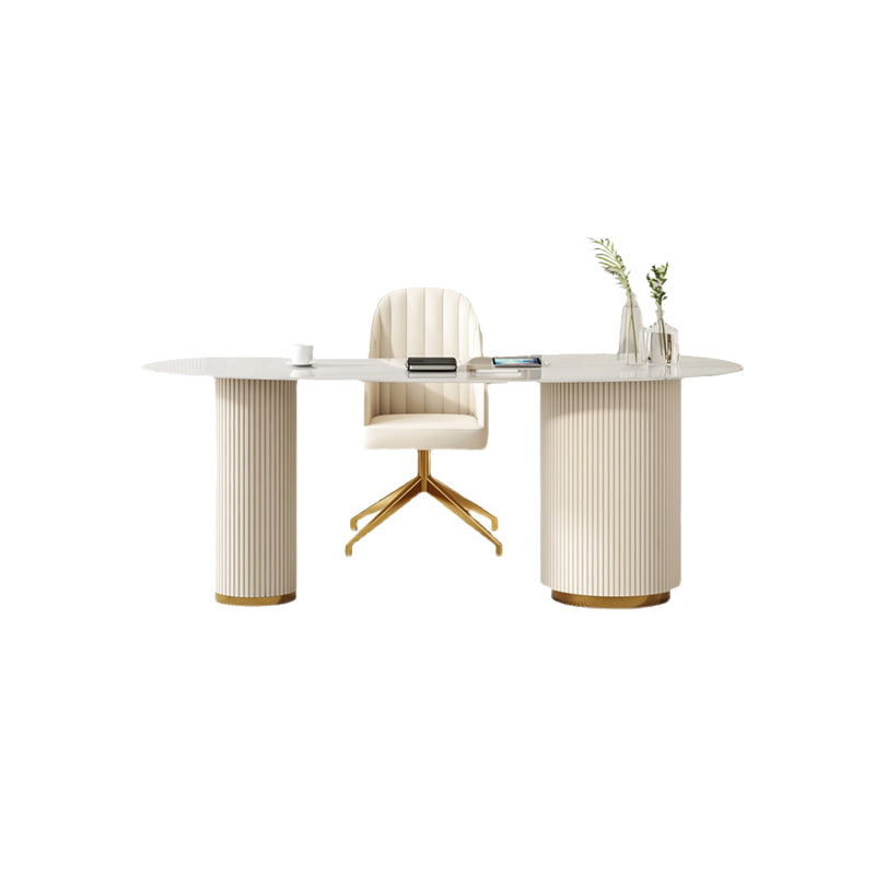 Glam Style Stone Writing Desk 3 Drawers Metal Desk for Office 47.2"L x 23.6"W x 29.5"H Clearhalo 'furn' 'furn_office_desk' 'Furniture' 'Office Desks' 'Office Furniture' 'office_desk' 7437307