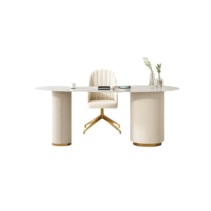 Glam Style Stone Writing Desk 3 Drawers Metal Desk for Office 47.2"L x 23.6"W x 29.5"H Clearhalo 'furn' 'furn_office_desk' 'Furniture' 'Office Desks' 'Office Furniture' 'office_desk' 7437307