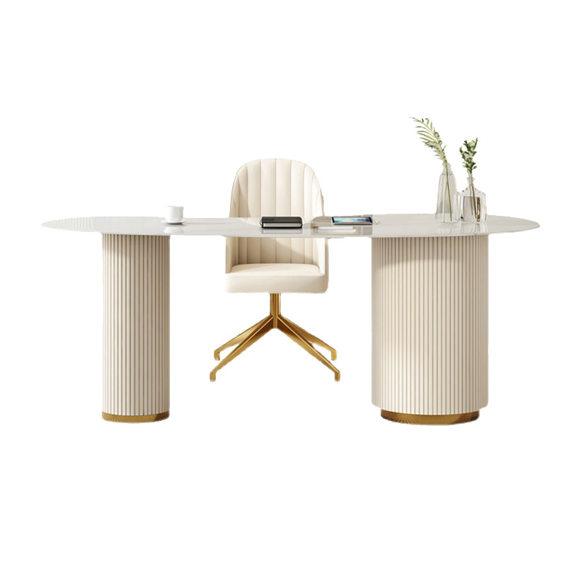 Glam Style Stone Writing Desk 3 Drawers Metal Desk for Office Clearhalo 'furn' 'furn_office_desk' 'Furniture' 'Office Desks' 'Office Furniture' 'office_desk' 7437311