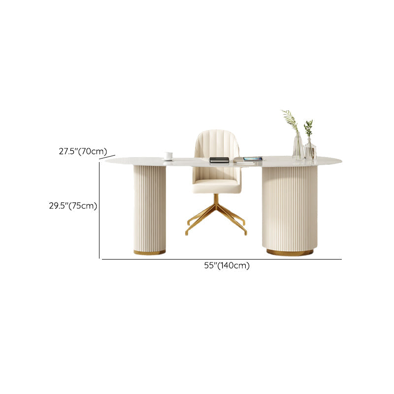 Glam Style Stone Writing Desk 3 Drawers Metal Desk for Office Clearhalo 'furn' 'furn_office_desk' 'Furniture' 'Office Desks' 'Office Furniture' 'office_desk' 7437315