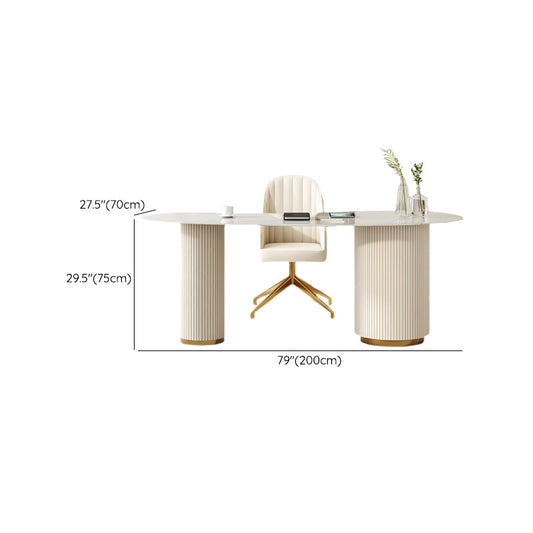 Glam Style Stone Writing Desk 3 Drawers Metal Desk for Office Clearhalo 'furn' 'furn_office_desk' 'Furniture' 'Office Desks' 'Office Furniture' 'office_desk' 7437318