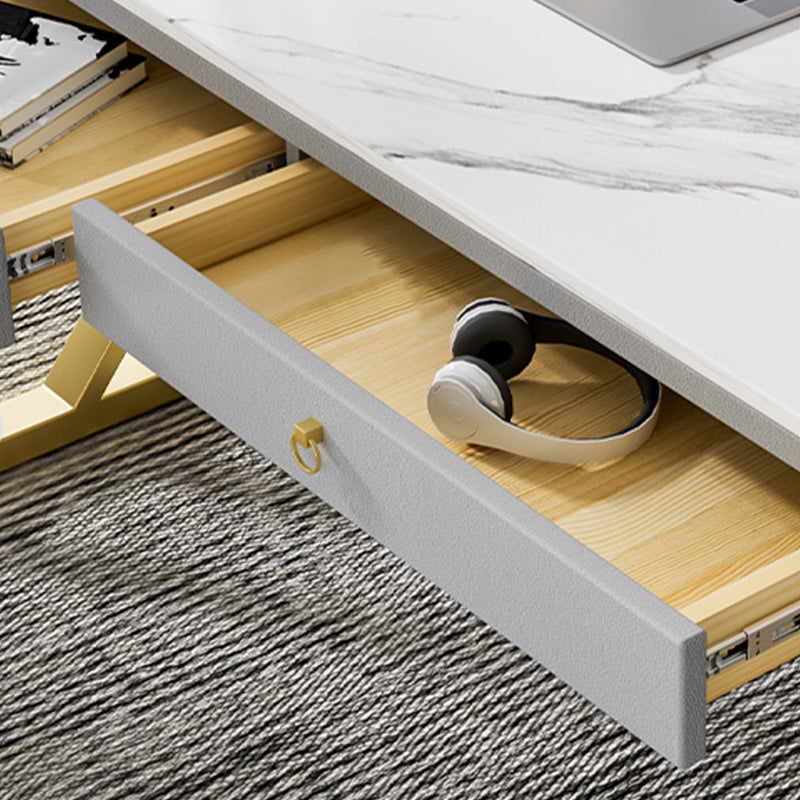 RECTANGE STONE TOP BURIS BURIS BUREAU GRAM GRAM STYLE ÉCRIRE AVEC BASE MÉTAL