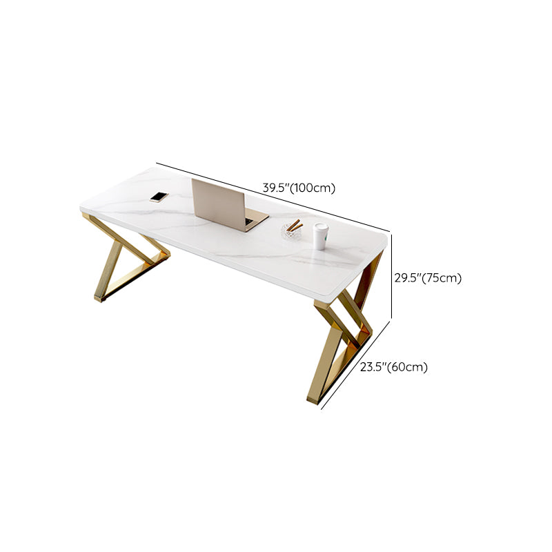 RECTANGE STONE TOP BURIS BURIS BUREAU GRAM GRAM STYLE ÉCRIRE AVEC BASE MÉTAL