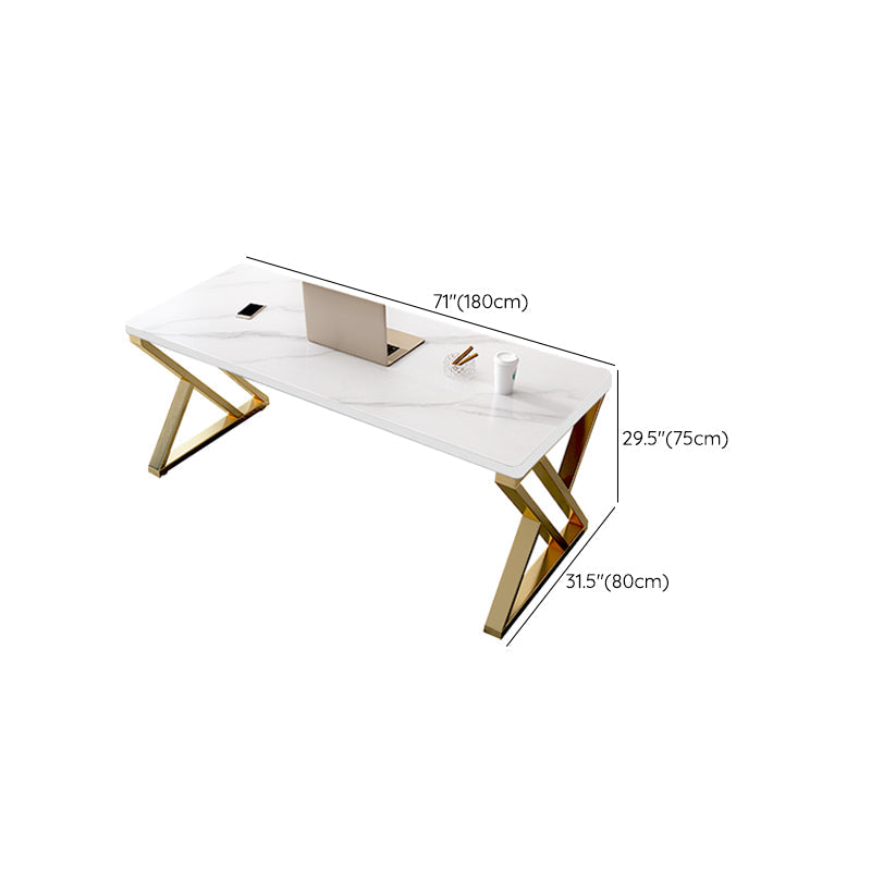 RECTANGE STONE TOP BURIS BURIS BUREAU GRAM GRAM STYLE ÉCRIRE AVEC BASE MÉTAL