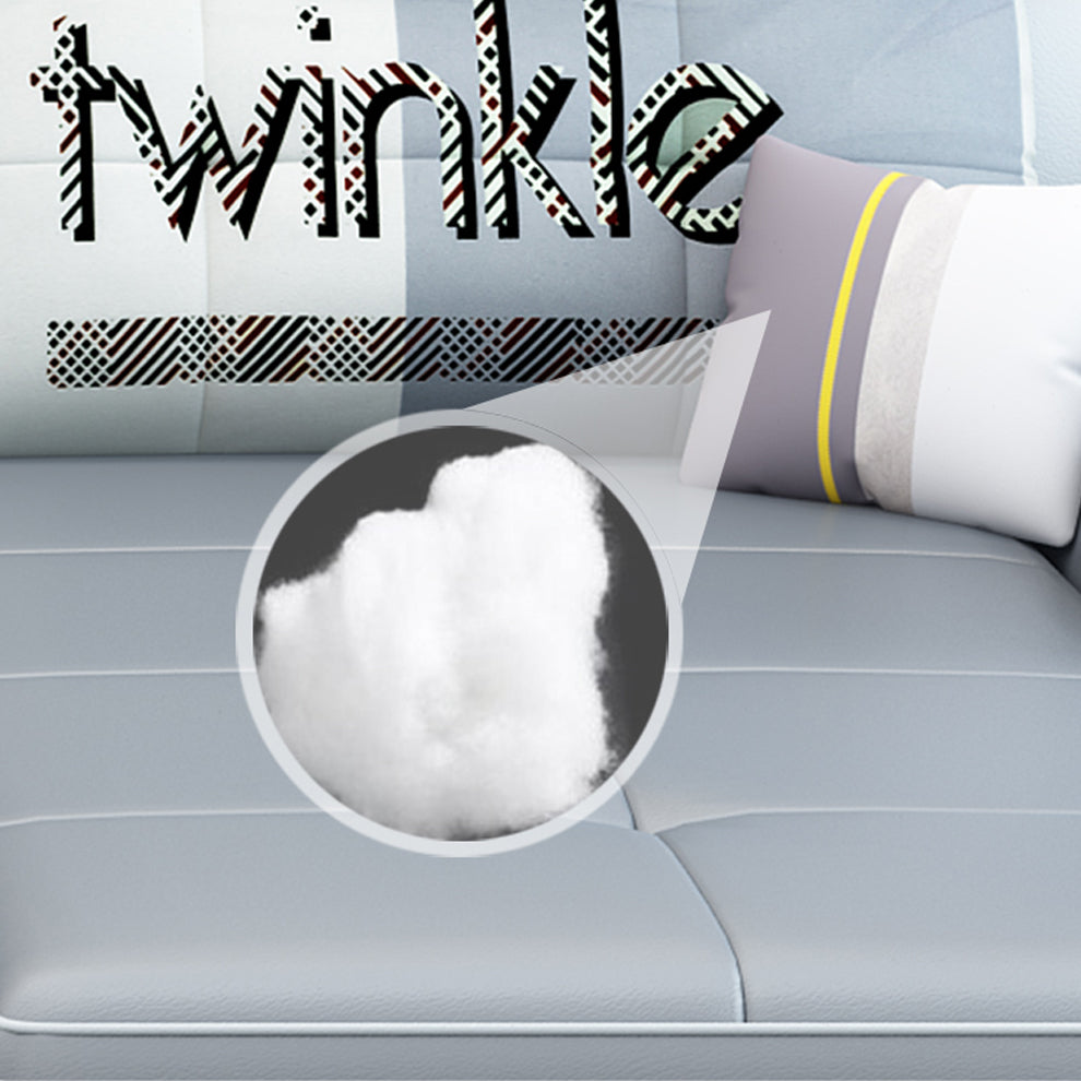 Pillow Top Arm Sofa 31.49" High Faux Leather/Linen Sofa Ottoman Included