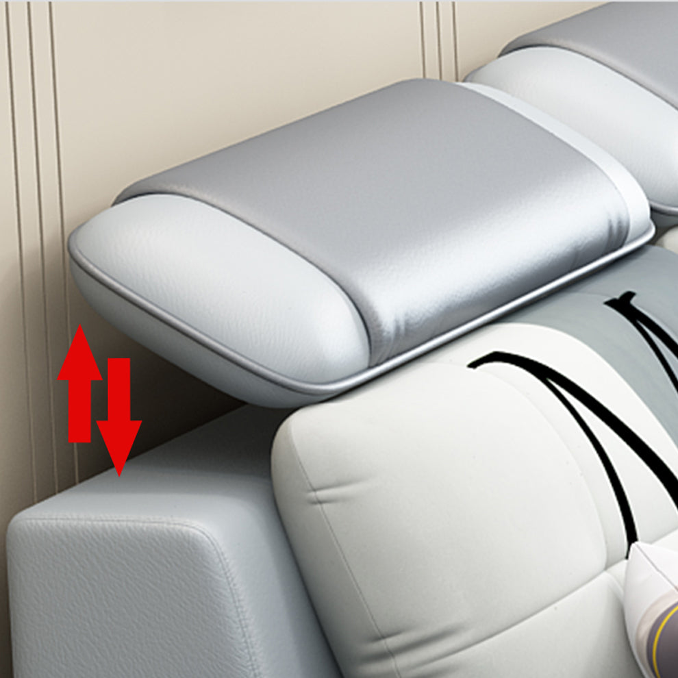 Pillow Top Arm Sofa 31.49" High Faux Leather/Linen Sofa Ottoman Included Clearhalo 'furn' 'furn_sofas' 'Furniture' 'Living Room Furniture' 'Sofa' 'sofas' 7438866
