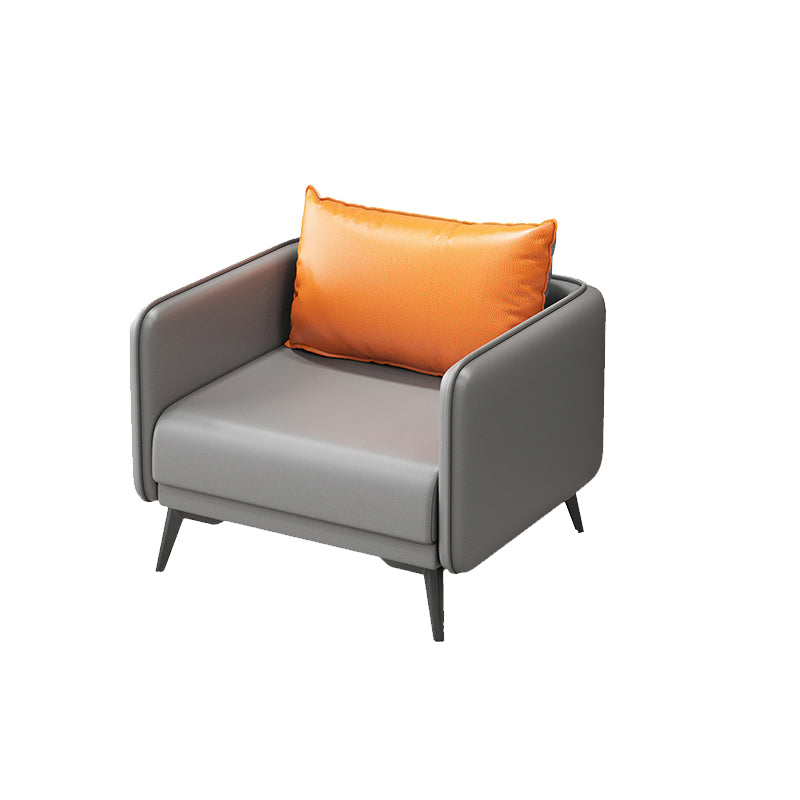 Tuxedo Arm Sofa 24.8" High Faux Leather/Genuine Leather Sofa with Pillows