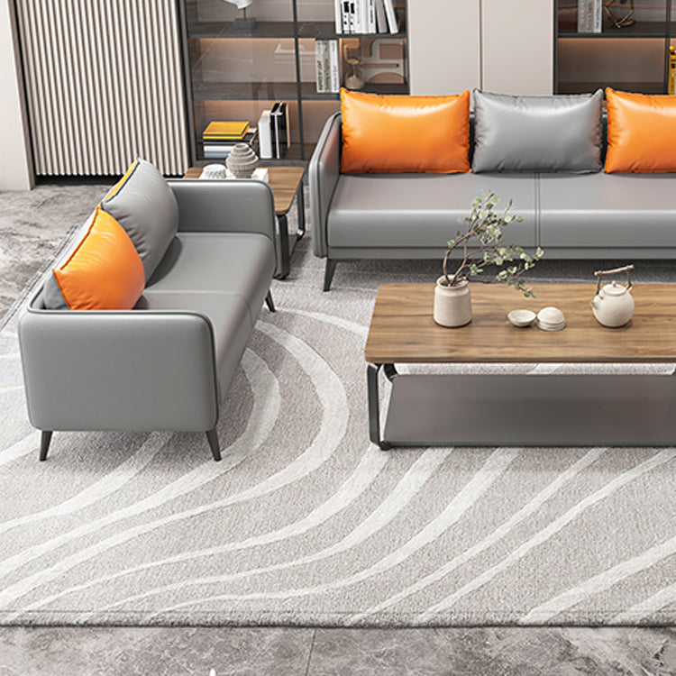 Tuxedo Arm Sofa 24.8" High Faux Leather/Genuine Leather Sofa with Pillows