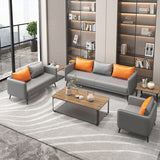 Tuxedo Arm Sofa 24.8" High Faux Leather/Genuine Leather Sofa with Pillows