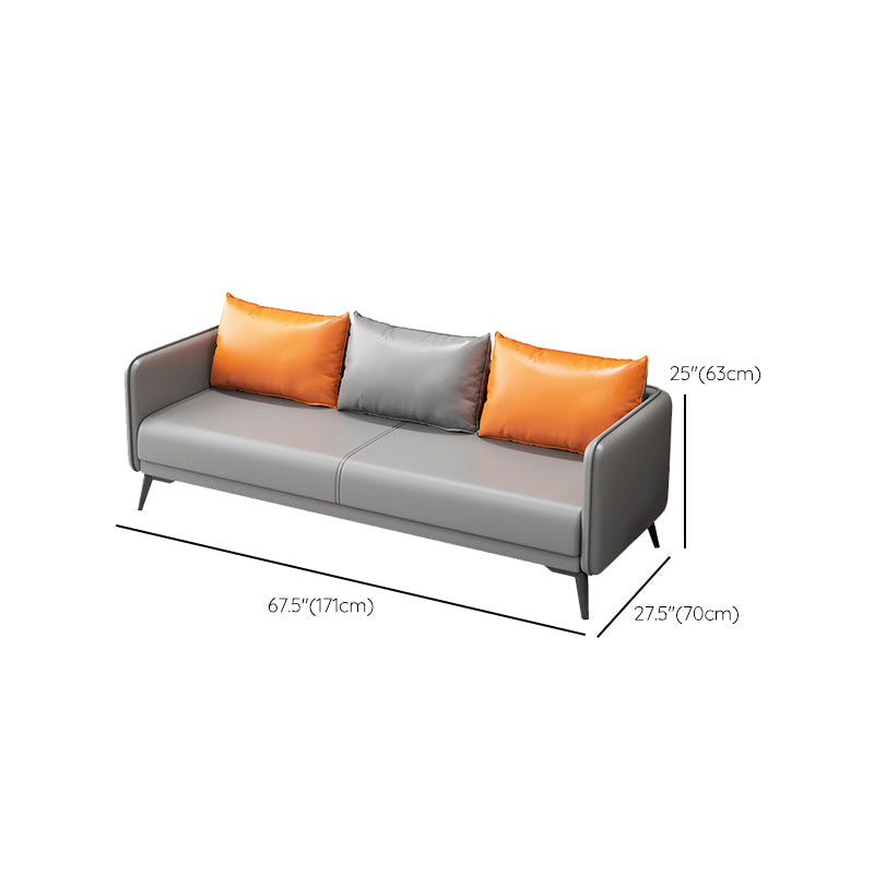 Tuxedo Arm Sofa 24.8" High Faux Leather/Genuine Leather Sofa with Pillows