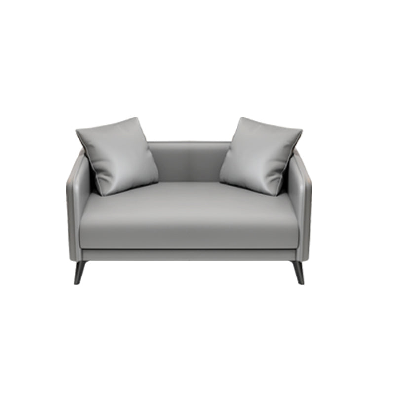 24.8" High Sofa Faux Leather/Genuine Leather Tuxedo Arm Sofa with Pillows 2-Seater Sofa Faux Leather Sponge Clearhalo 'furn' 'furn_sofas' 'Furniture' 'Living Room Furniture' 'Sofa' 'sofas' 7438896