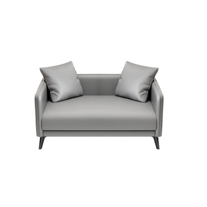 24.8" High Sofa Faux Leather/Genuine Leather Tuxedo Arm Sofa with Pillows 2-Seater Sofa Faux Leather Sponge Clearhalo 'furn' 'furn_sofas' 'Furniture' 'Living Room Furniture' 'Sofa' 'sofas' 7438896