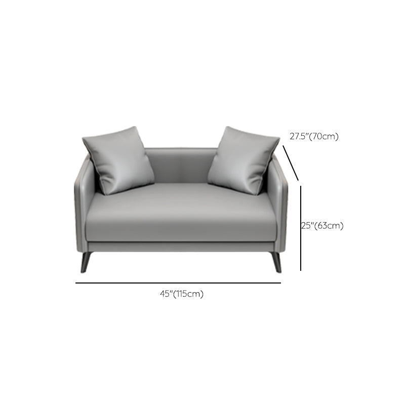 24.8" High Sofa Faux Leather/Genuine Leather Tuxedo Arm Sofa with Pillows Clearhalo 'furn' 'furn_sofas' 'Furniture' 'Living Room Furniture' 'Sofa' 'sofas' 7438911