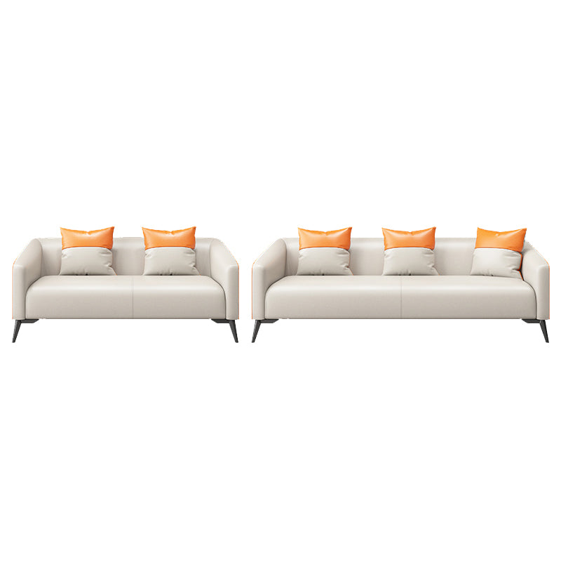 28.34" High Glam Sofa Faux Leather/Genuine Leather Tuxedo Arm Sofa