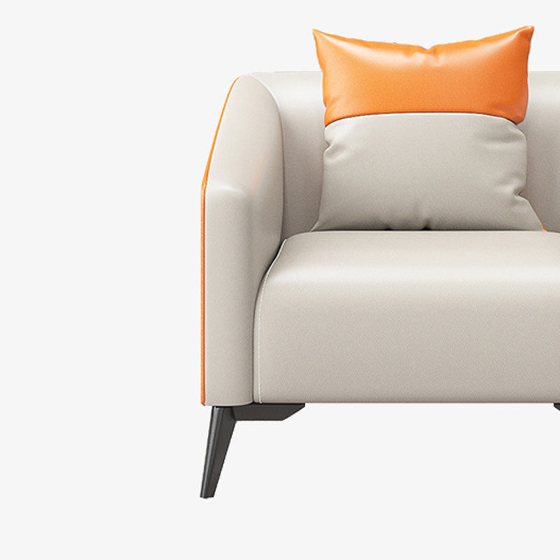 28.34" High Glam Sofa Faux Leather/Genuine Leather Tuxedo Arm Sofa