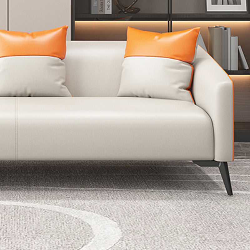 28.34" High Glam Sofa Faux Leather/Genuine Leather Tuxedo Arm Sofa