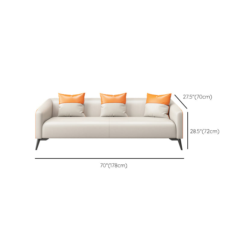 28.34" High Glam Sofa Faux Leather/Genuine Leather Tuxedo Arm Sofa