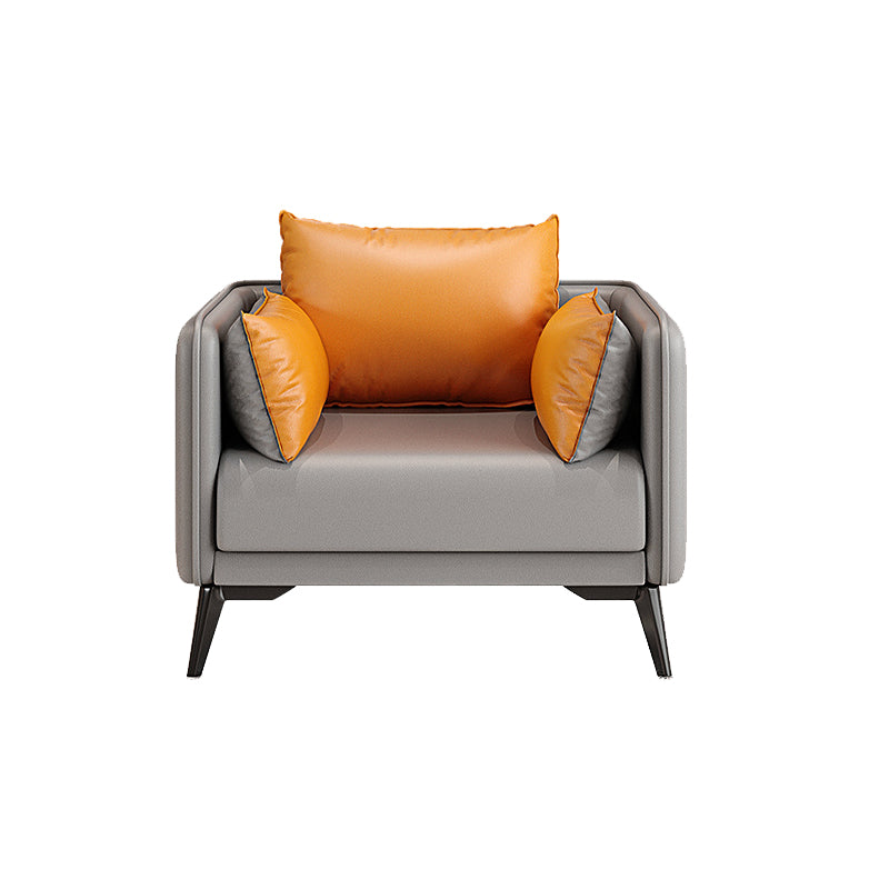 24,8 "Hochglamsofa Kunstleder/echter Ledertuxedo -Armsofa mit Kissen