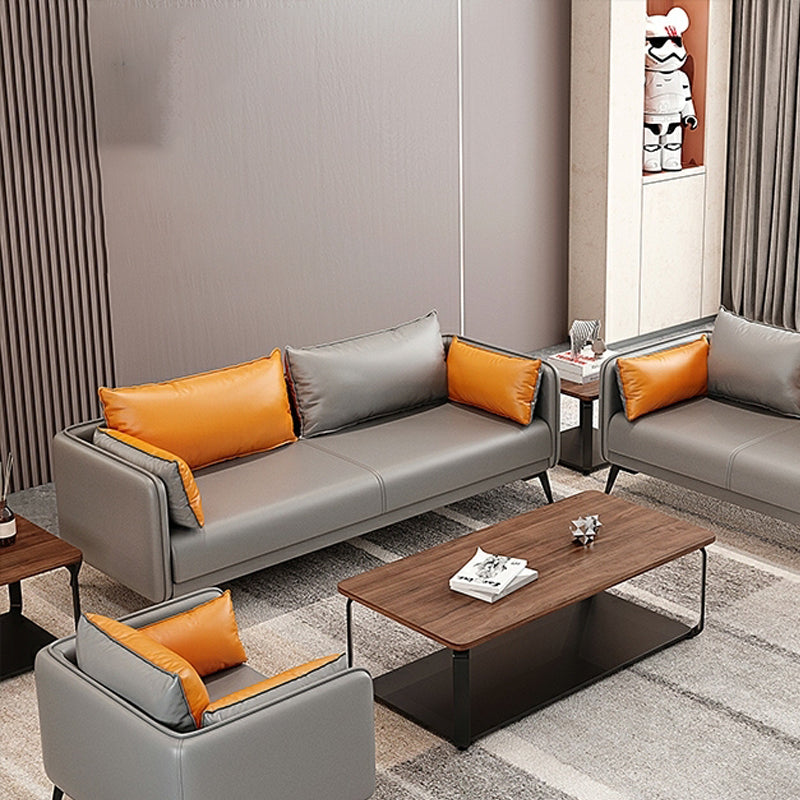 24,8 "Hochglamsofa Kunstleder/echter Ledertuxedo -Armsofa mit Kissen