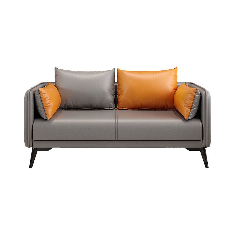 24,8 "Hochglamsofa Kunstleder/echter Ledertuxedo -Armsofa mit Kissen