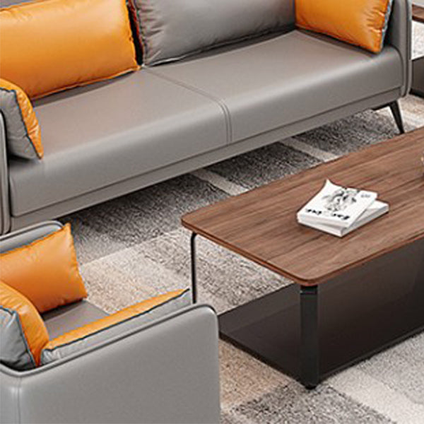 24,8 "Hochglamsofa Kunstleder/echter Ledertuxedo -Armsofa mit Kissen