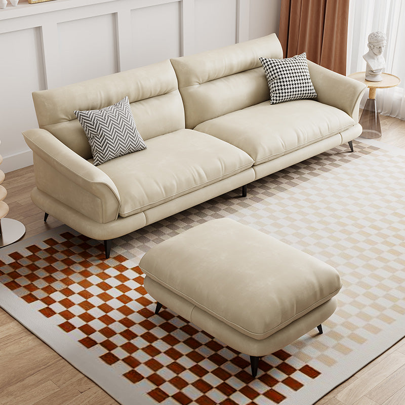 31.49 "Sofá de cuero sintético escandinavo de cuero/lino con brazo acampanado