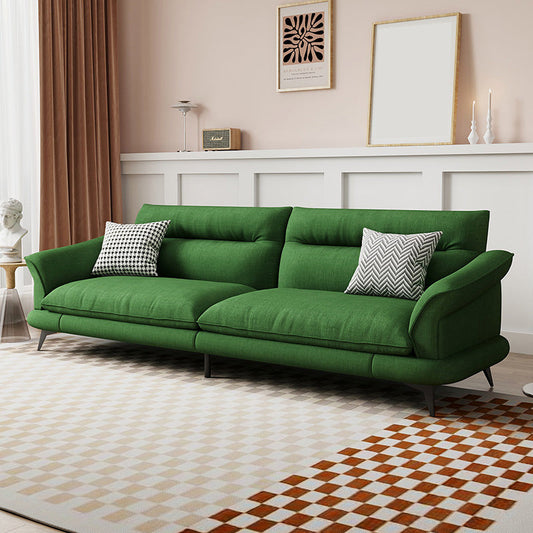 31.49" High Scandinavian Sofa Faux Leather/Linen Flared Arm Sofa