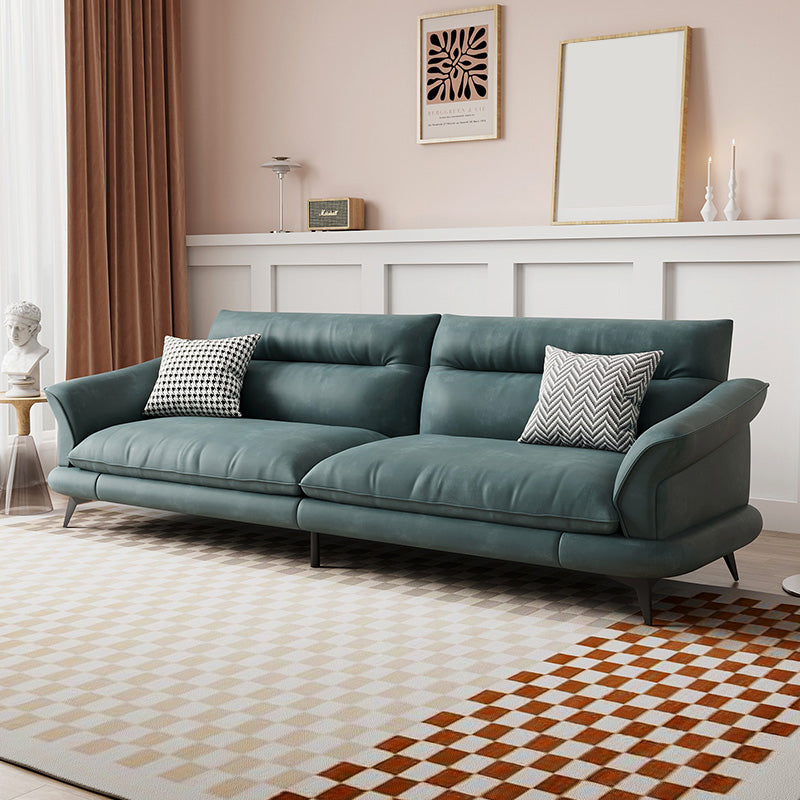 31.49 "Sofá de cuero sintético escandinavo de cuero/lino con brazo acampanado