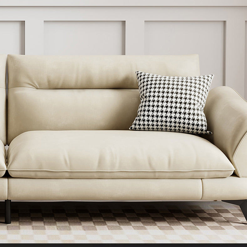 31.49 "Sofá de cuero sintético escandinavo de cuero/lino con brazo acampanado