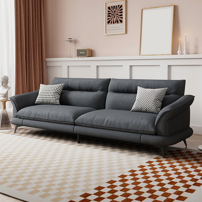 31.49 "Sofá de cuero sintético escandinavo de cuero/lino con brazo acampanado