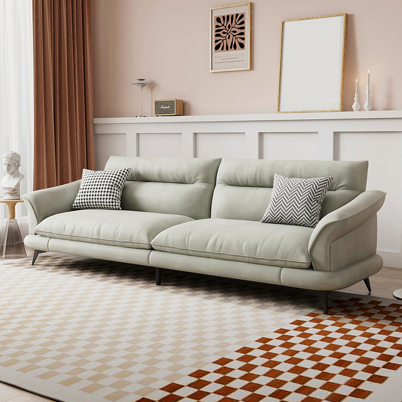 31.49 "Sofá de cuero sintético escandinavo de cuero/lino con brazo acampanado