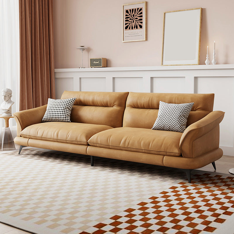 31.49 "Sofá de cuero sintético escandinavo de cuero/lino con brazo acampanado