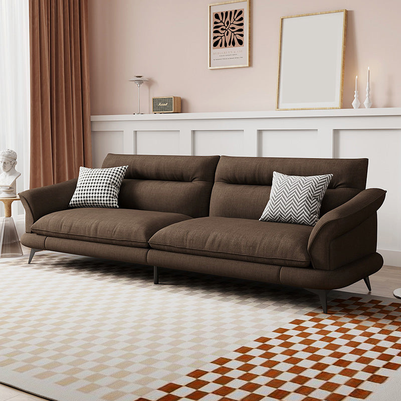 31.49 "Sofá de cuero sintético escandinavo de cuero/lino con brazo acampanado