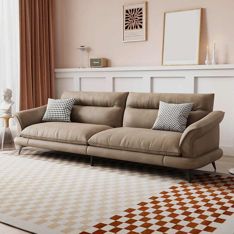 31.49 "Sofá de cuero sintético escandinavo de cuero/lino con brazo acampanado