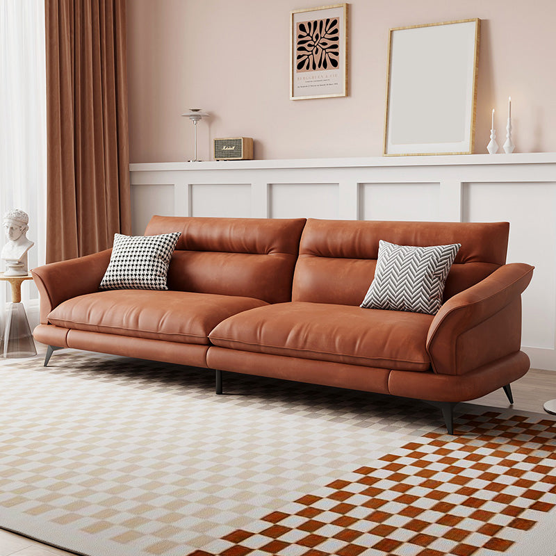31.49 "Sofá de cuero sintético escandinavo de cuero/lino con brazo acampanado
