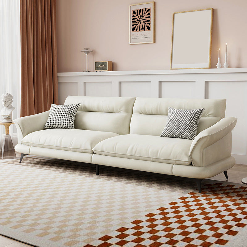 31.49 "Sofá de cuero sintético escandinavo de cuero/lino con brazo acampanado
