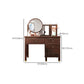Traditional 4-Drawer Brown Solid Wood Dressing Table with Mirror Makeup Vanity Stool