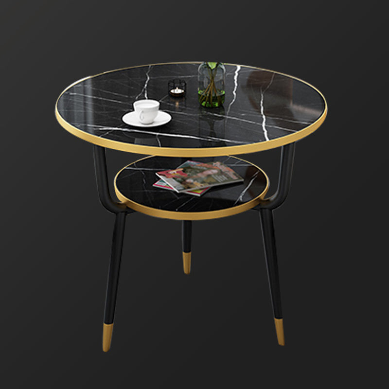 Modern Stone Storable Dining Table Metal Base for Dining Room Black Without Chairs Clearhalo 'Dining Tables & Seating' 'Dining Tables' 'dining_table' 'furn' 'furn_dining_table' 'Furniture' 'Kitchen & Dining Furniture' 7439231
