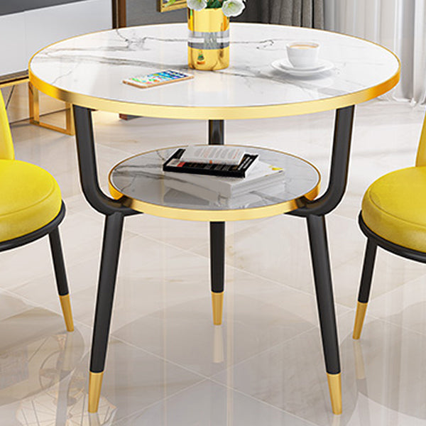 Modern Stone Storable Dining Table Metal Base for Dining Room Clearhalo 'Dining Tables & Seating' 'Dining Tables' 'dining_table' 'furn' 'furn_dining_table' 'Furniture' 'Kitchen & Dining Furniture' 7439233