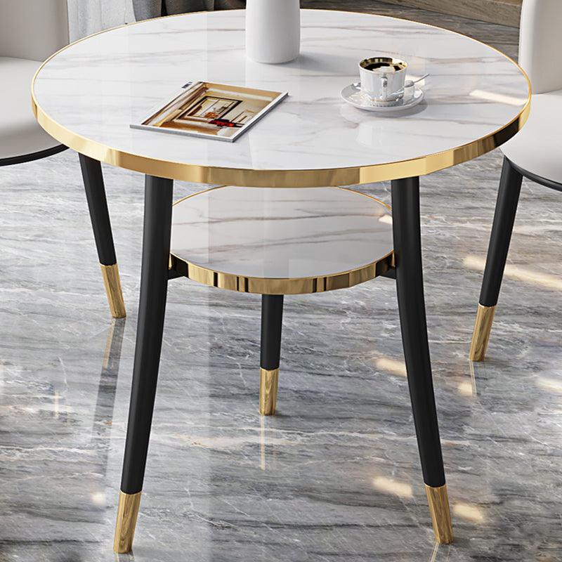 Modern Stone Storable Dining Table Metal Base for Dining Room Gloss White Without Chairs Clearhalo 'Dining Tables & Seating' 'Dining Tables' 'dining_table' 'furn' 'furn_dining_table' 'Furniture' 'Kitchen & Dining Furniture' 7439238