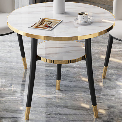 Modern Stone Storable Dining Table Metal Base for Dining Room Gloss White Without Chairs Clearhalo 'Dining Tables & Seating' 'Dining Tables' 'dining_table' 'furn' 'furn_dining_table' 'Furniture' 'Kitchen & Dining Furniture' 7439238