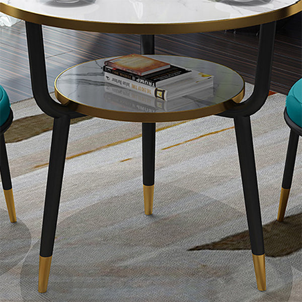 Modern Stone Storable Dining Table Metal Base for Dining Room Clearhalo 'Dining Tables & Seating' 'Dining Tables' 'dining_table' 'furn' 'furn_dining_table' 'Furniture' 'Kitchen & Dining Furniture' 7439240