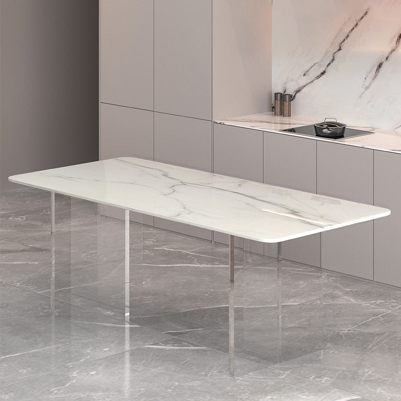 Moderne stenen rechthoekige eettafel van acryl onderstel voor eetkamer