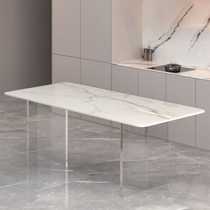 Moderne stenen rechthoekige eettafel van acryl onderstel voor eetkamer