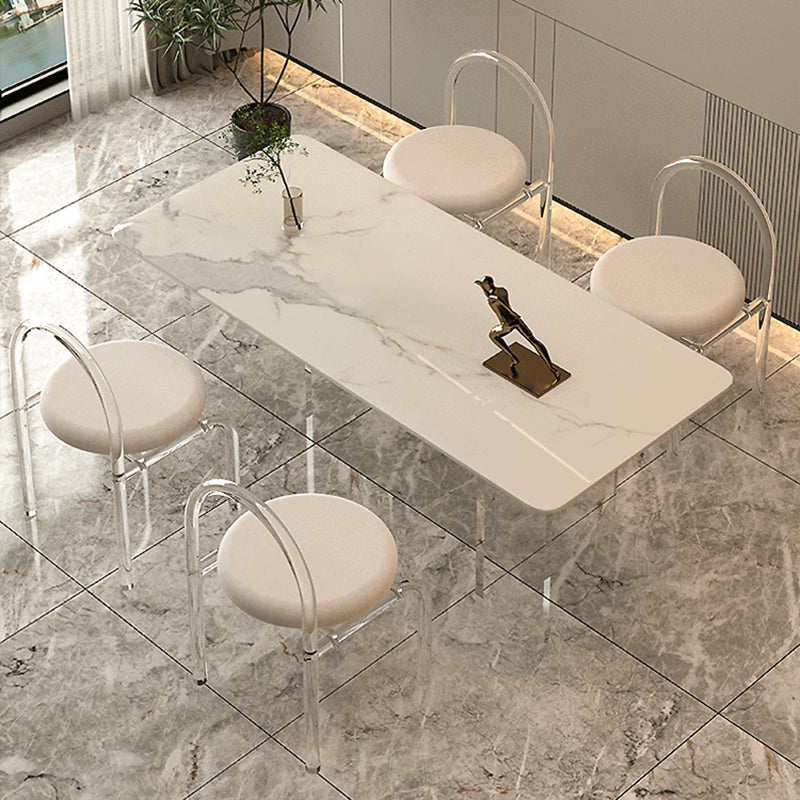 Moderne stenen rechthoekige eettafel van acryl onderstel voor eetkamer