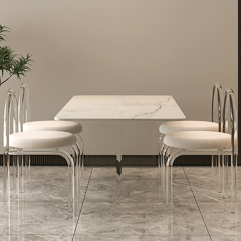 Moderne stenen rechthoekige eettafel van acryl onderstel voor eetkamer