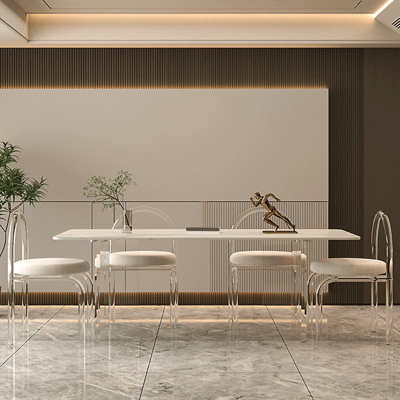 Moderne stenen rechthoekige eettafel van acryl onderstel voor eetkamer