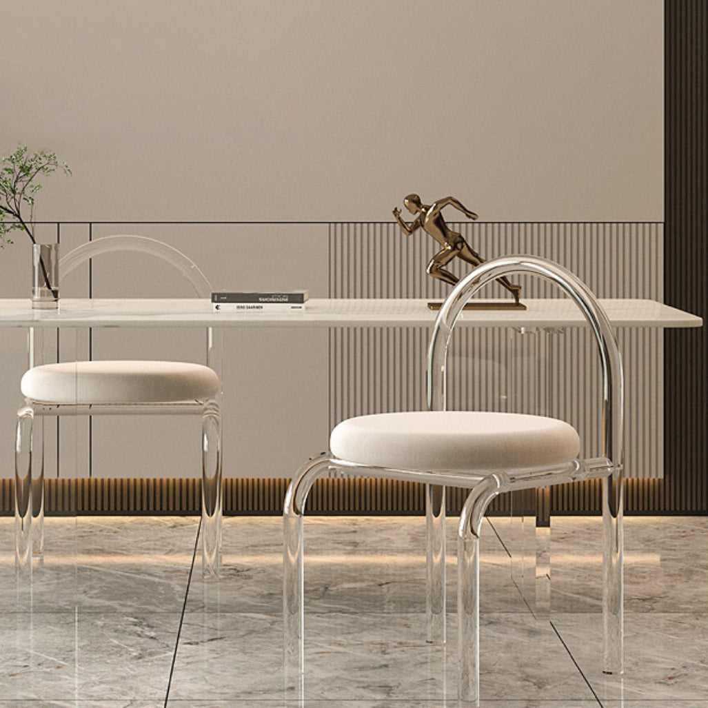 Moderne stenen rechthoekige eettafel van acryl onderstel voor eetkamer
