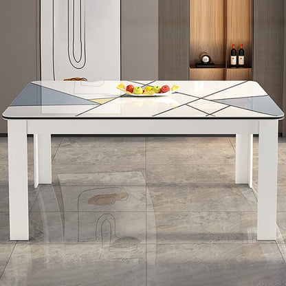 Tavolo da pranzo moderno rettangolare in legno con base in metallo per sala da pranzo
