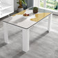 Tavolo da pranzo moderno rettangolare in legno con base in metallo per sala da pranzo